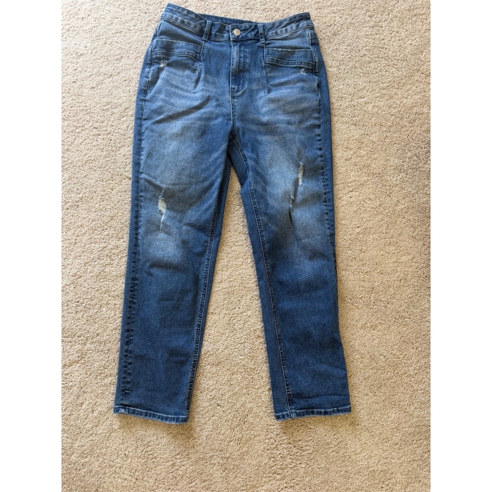 Flamingals Womens High‎ Rise Distressed Straight Leg Jeans Blue Size S 261885 QX